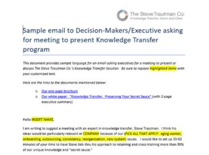 Sample Email Invite: To Ask for a Meeting to Discuss Talent Risk Program